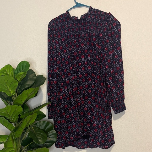 Mud Pie Dresses & Skirts - Mud Pie Navy Dress with Red pink Floral Pattern size large 100% cotton